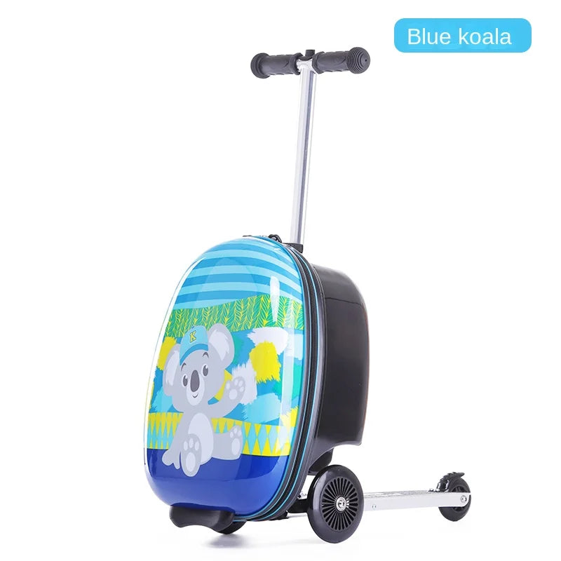Cute Kids Scooter Luggage – 18” Hard Shell Folding Trolley Bag