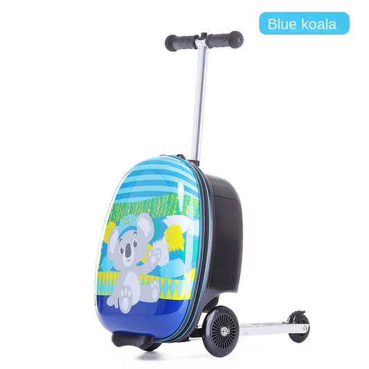 Cute Kids Scooter Luggage – 18” Hard Shell Folding Trolley Bag