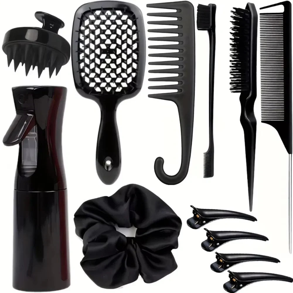 4-Piece Hair Styling Comb Set – Includes Edge Brush & Tail Comb for All Hair Types