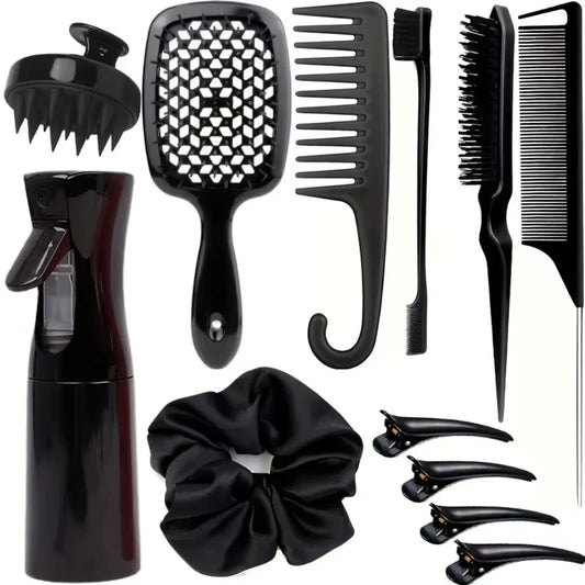 4-Piece Hair Styling Comb Set – Includes Edge Brush & Tail Comb for All Hair Types