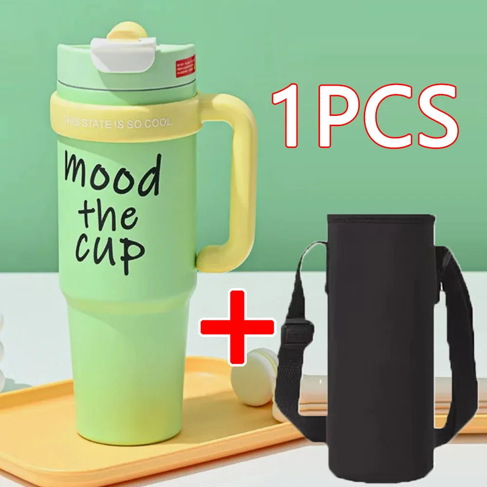  Cute 32oz Stainless Steel Thermos Bottle – Hot & Cold with Straw