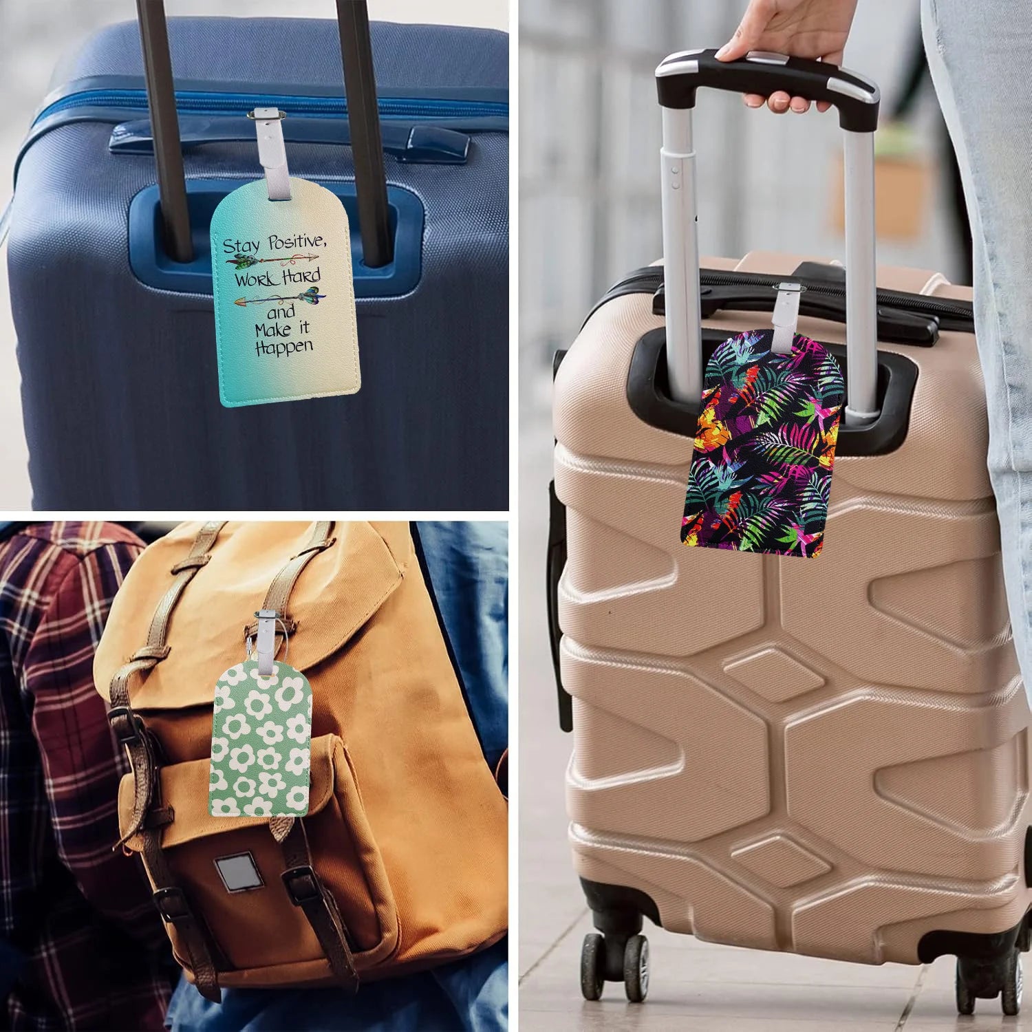 1 Leather Luggage Tag with Privacy Cover – Waterproof & Stylish for Travel