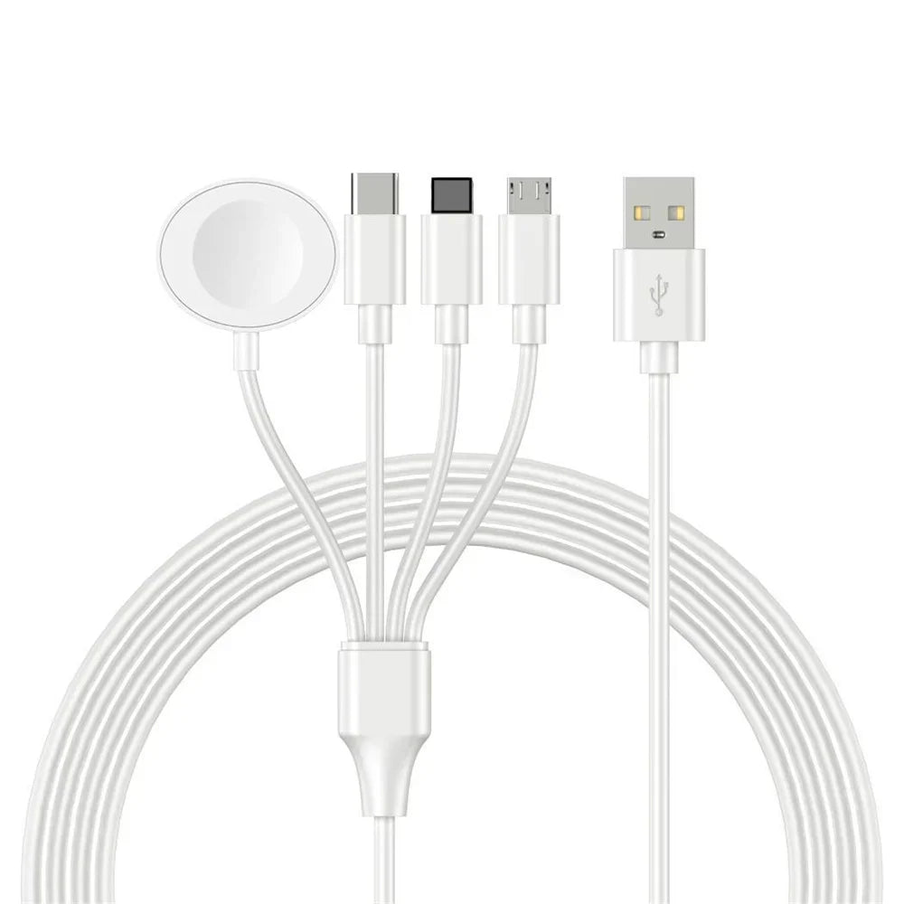 4-in-2 Fast Charging Cable for iWatch, iPhone, AirPods, iPad, and USB-C