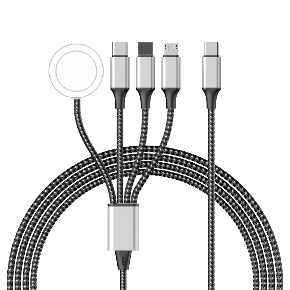 4-in-2 Fast Charging Cable for iWatch, iPhone, AirPods, iPad, and USB-C