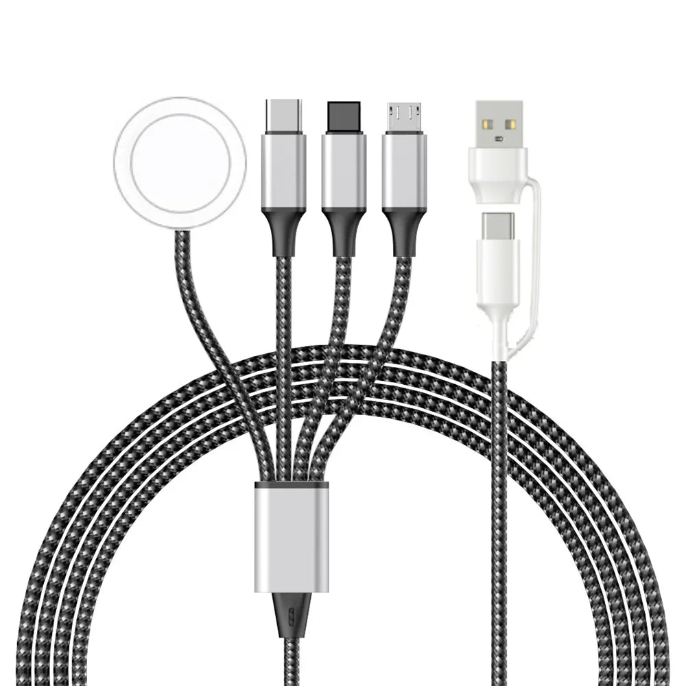 4-in-2 Fast Charging Cable for iWatch, iPhone, AirPods, iPad, and USB-C