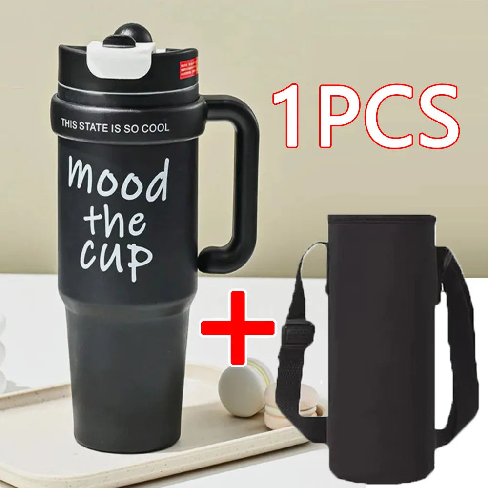  Cute 32oz Stainless Steel Thermos Bottle – Hot & Cold with Straw
