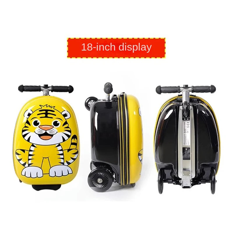 Cute Kids Scooter Luggage – 18” Hard Shell Folding Trolley Bag