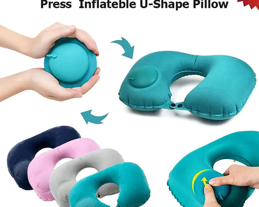 Inflatable U-Shaped Travel Neck Pillow – Portable & Compact