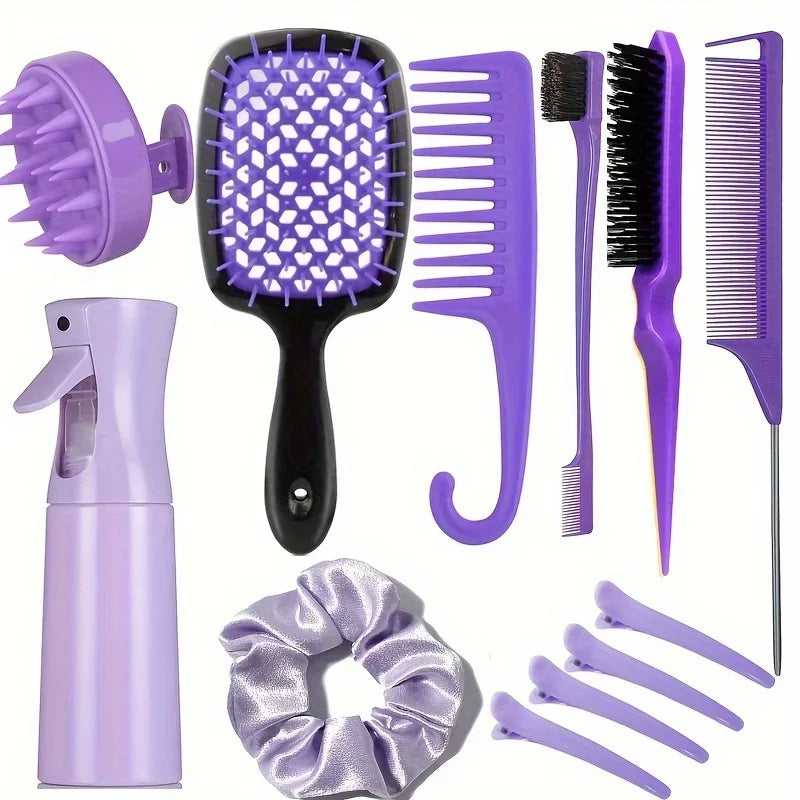 4-Piece Hair Styling Comb Set – Includes Edge Brush & Tail Comb for All Hair Types