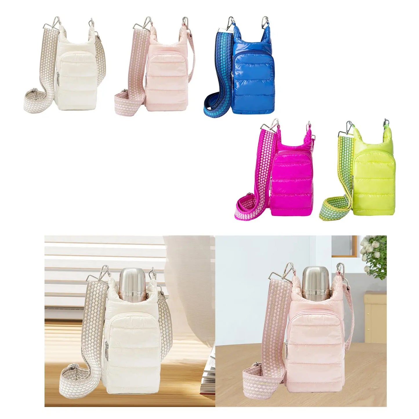 Water Bottle Shoulder Bag with Removable Strap