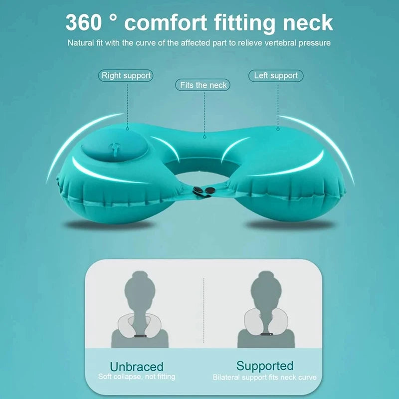 Inflatable U-Shaped Travel Neck Pillow – Portable & Compact