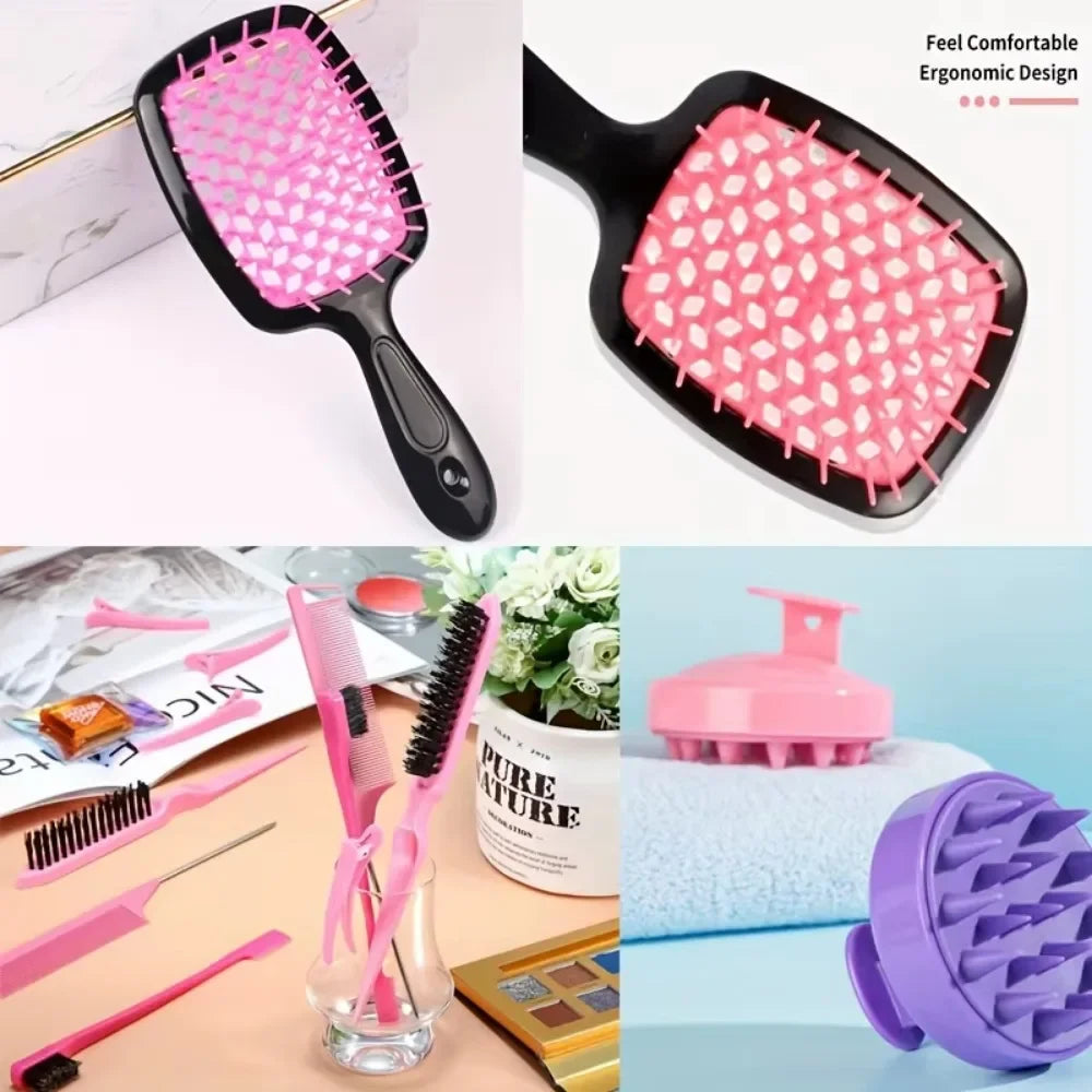 4-Piece Hair Styling Comb Set – Includes Edge Brush & Tail Comb for All Hair Types