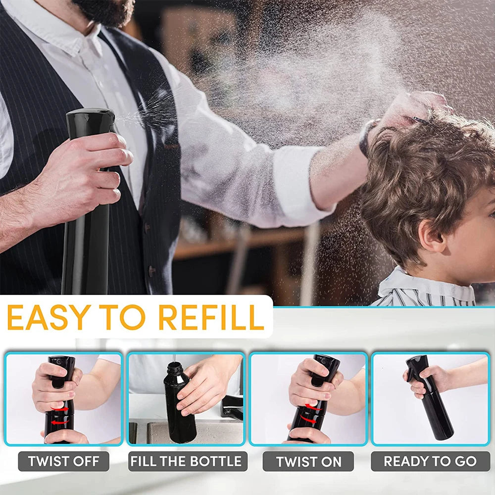 Refillable Fine Mist Spray Bottle for Hair Styling – 200ml/300ml