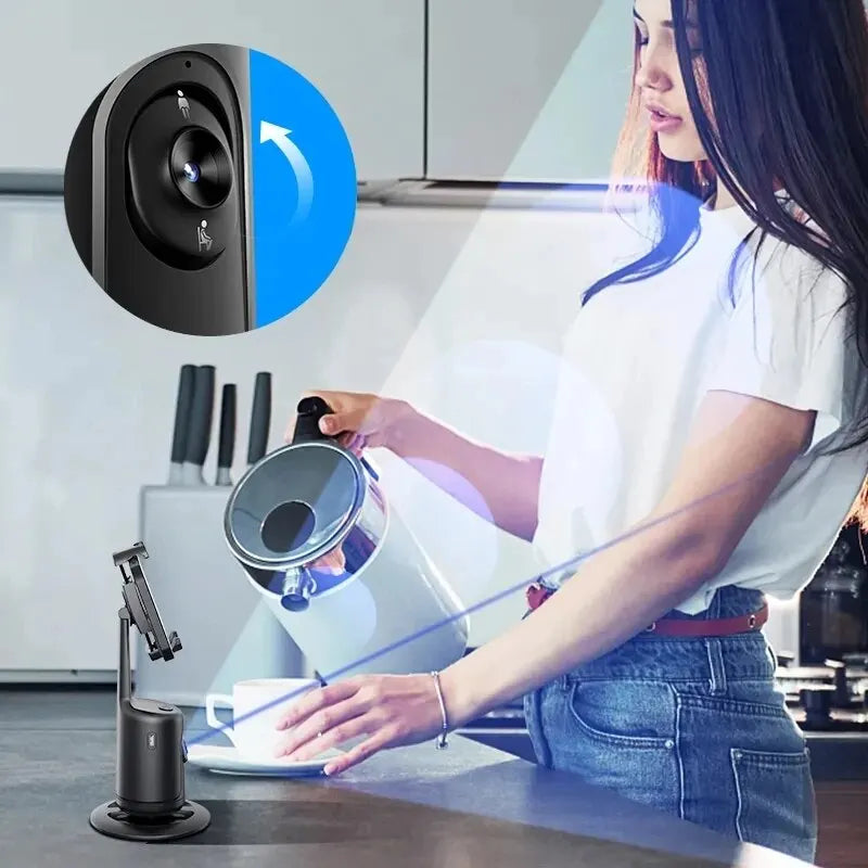 360° Auto Tracking Phone Mount – Smart Face & Body Follow Stand