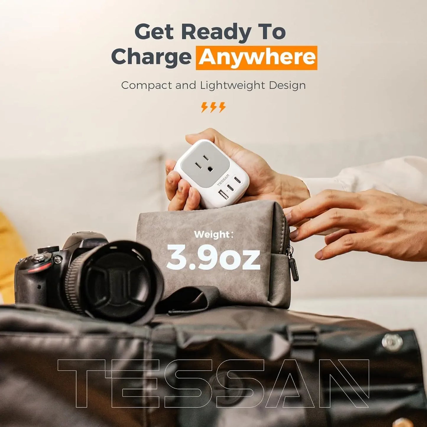 US to EU Plug Adapter – 4 Outlets & 3 USB Ports for Europe Travel