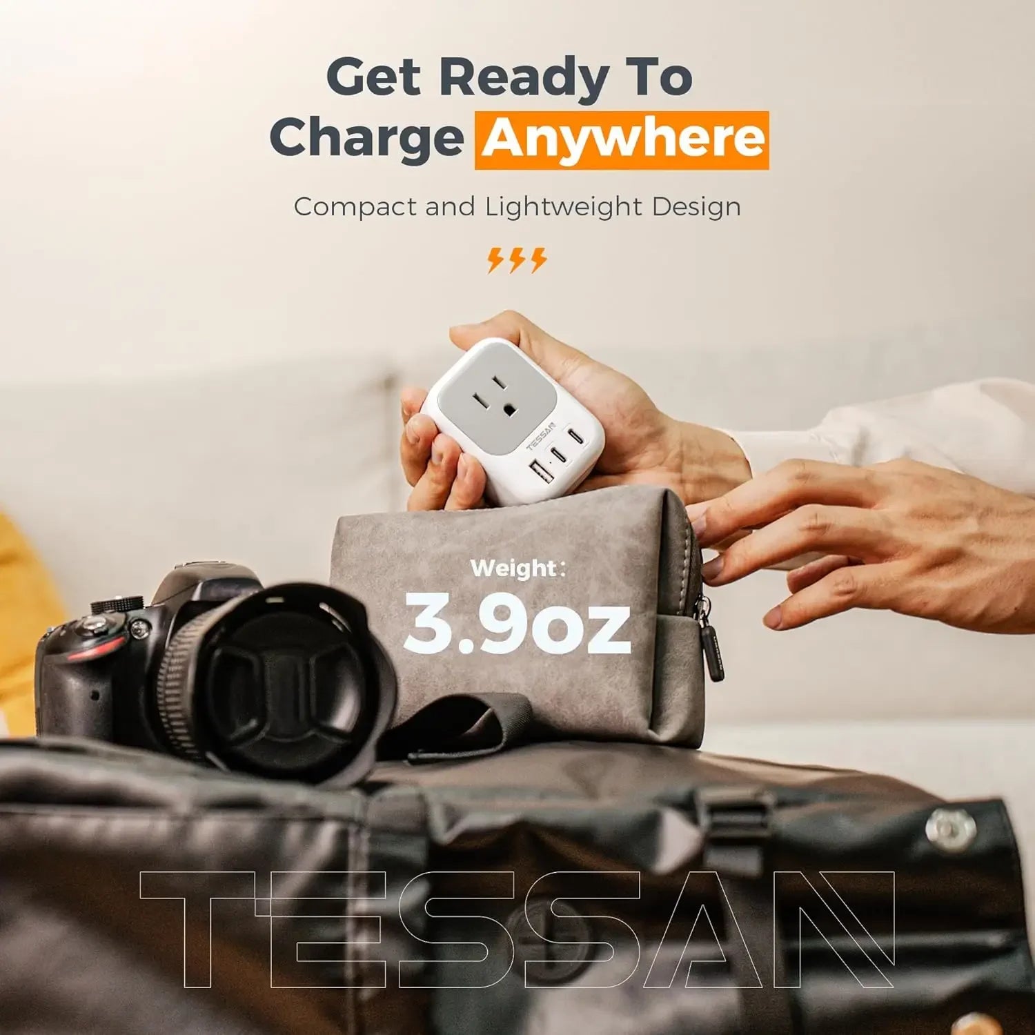 US to EU Plug Adapter – 4 Outlets & 3 USB Ports for Europe Travel