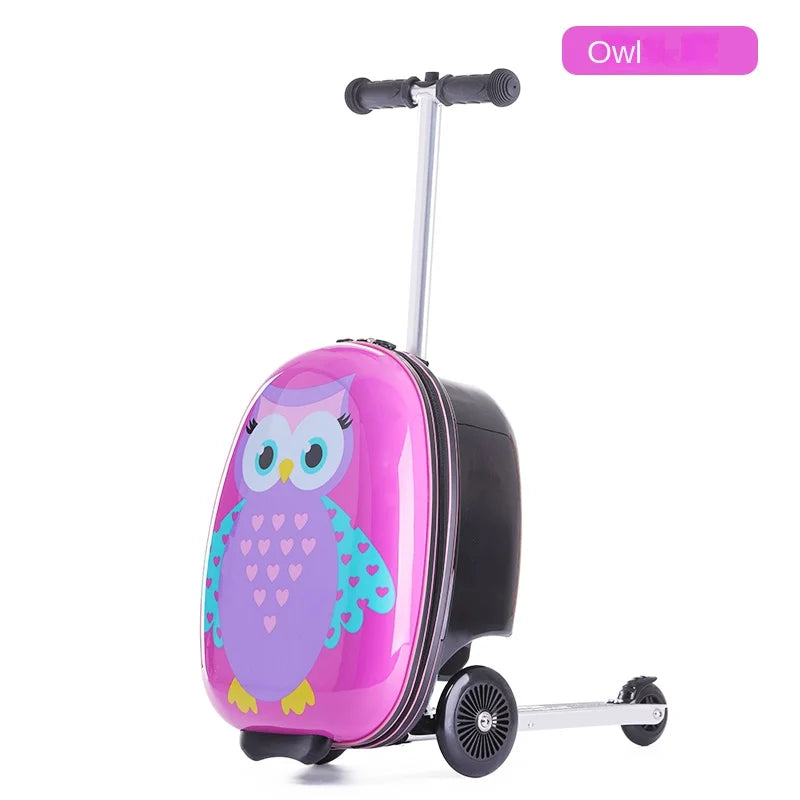 Cute Kids Scooter Luggage – 18” Hard Shell Folding Trolley Bag