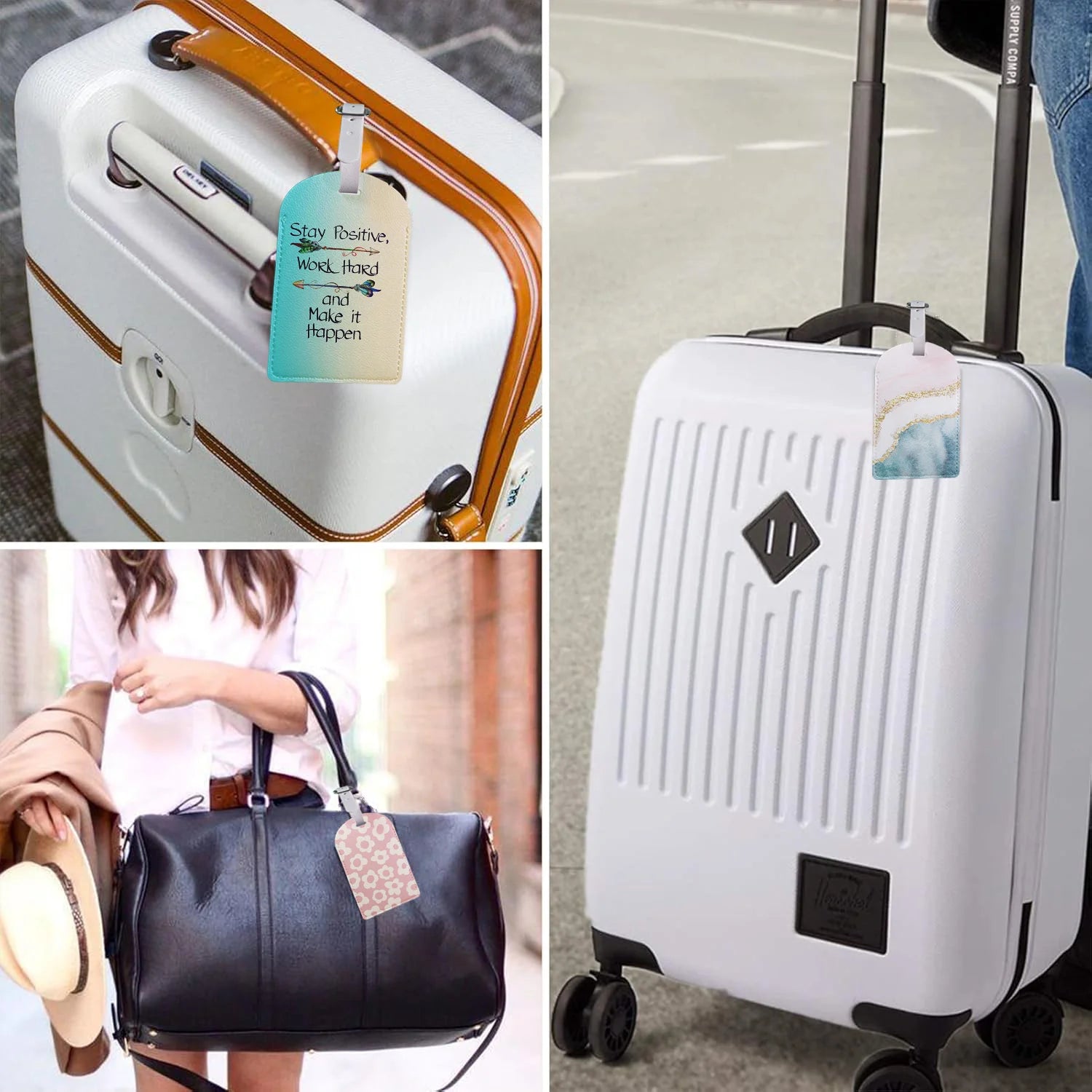 1 Leather Luggage Tag with Privacy Cover – Waterproof & Stylish for Travel