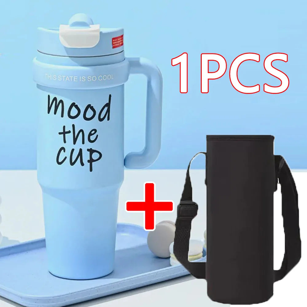  Cute 32oz Stainless Steel Thermos Bottle – Hot & Cold with Straw
