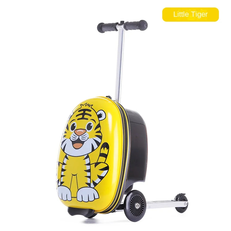Cute Kids Scooter Luggage – 18” Hard Shell Folding Trolley Bag
