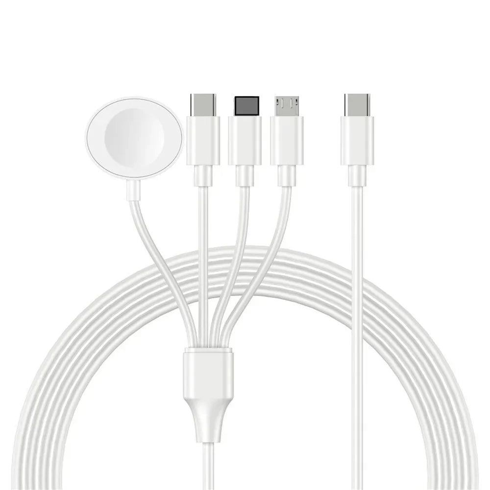 4-in-2 Fast Charging Cable for iWatch, iPhone, AirPods, iPad, and USB-C