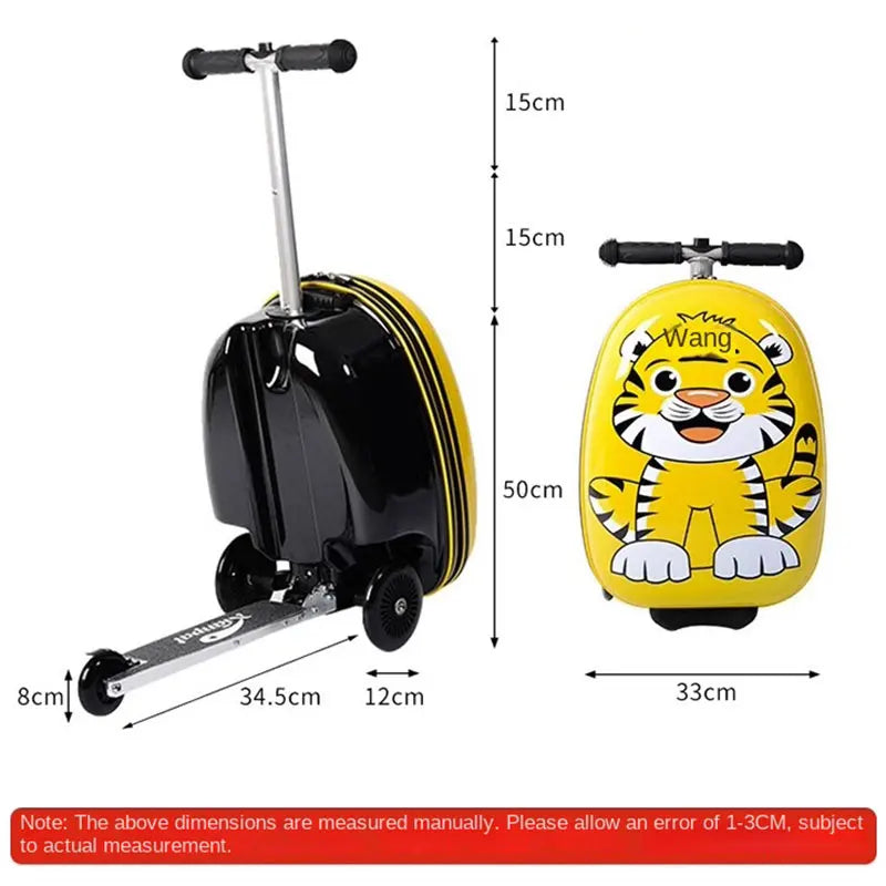 Cute Kids Scooter Luggage – 18” Hard Shell Folding Trolley Bag