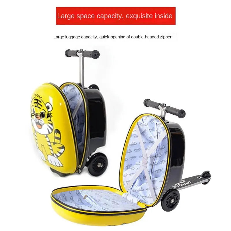 Cute Kids Scooter Luggage – 18” Hard Shell Folding Trolley Bag