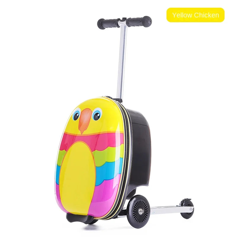 Cute Kids Scooter Luggage – 18” Hard Shell Folding Trolley Bag