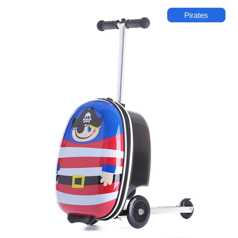 Cute Kids Scooter Luggage – 18” Hard Shell Folding Trolley Bag