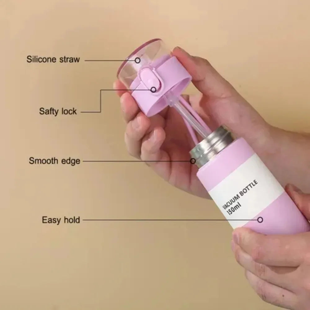 Mini Stainless Steel Travel Thermos with Straw – 150/250ml