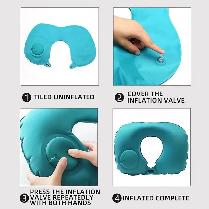 Inflatable U-Shaped Travel Neck Pillow – Portable & Compact