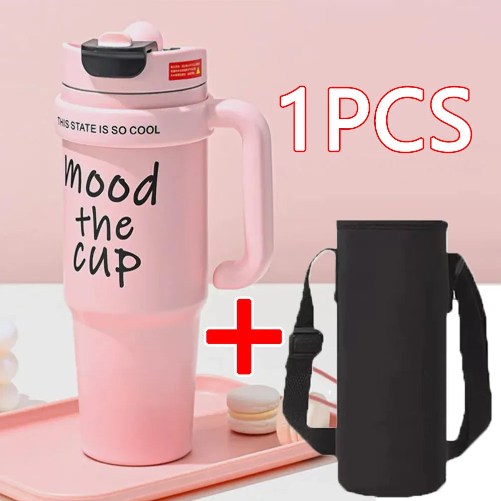  Cute 32oz Stainless Steel Thermos Bottle – Hot & Cold with Straw