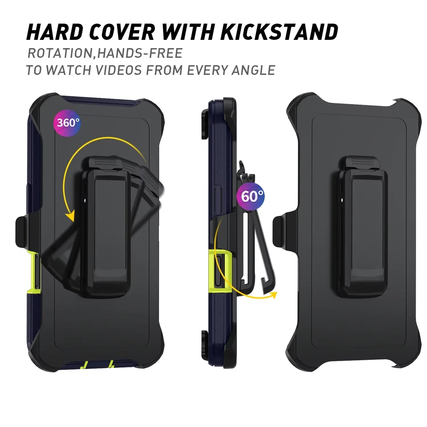 Shockproof Phone Case with Clip – Fits iPhone 15 to 16 Pro Max