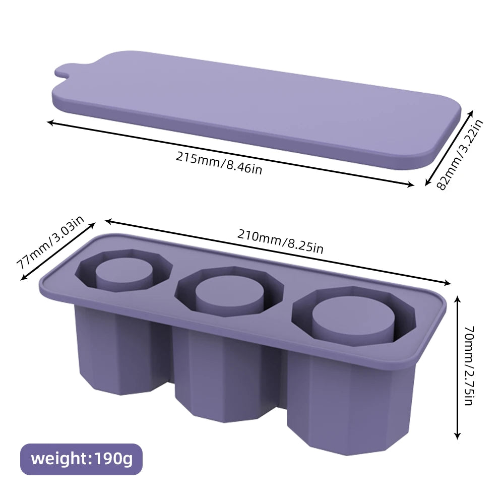 Silicone Ice Cube Tray Cylinder Ice Mold with Lid for 20-40 Oz Tumblers