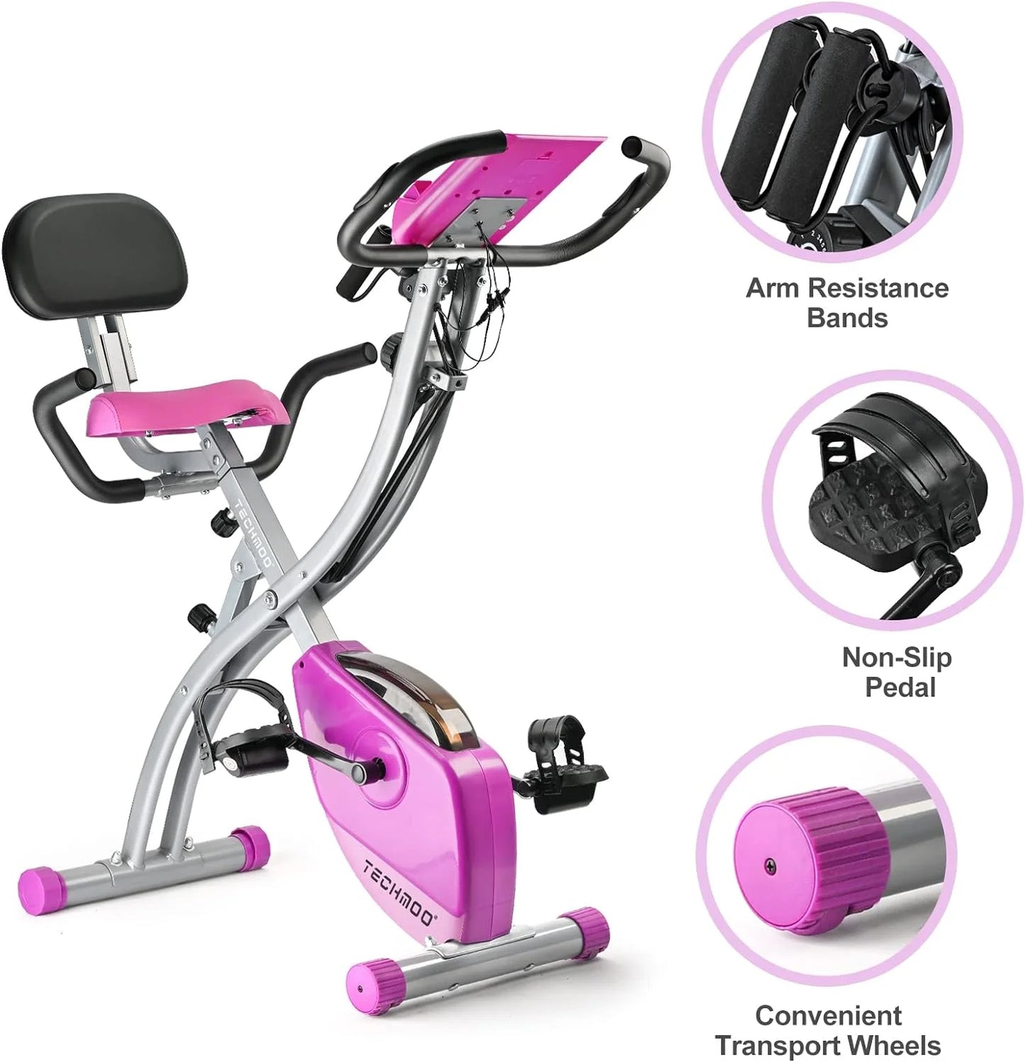 Portable Folding Exercise Bike with Pulse Sensor LCD Monitor