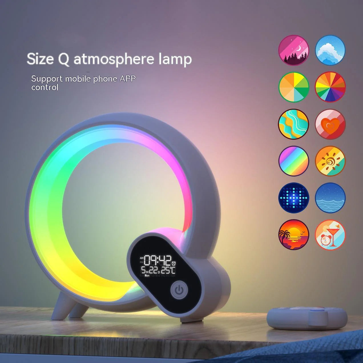 Creative Q Light Analog Sunrise Digital Display Alarm Clock Bluetooth 