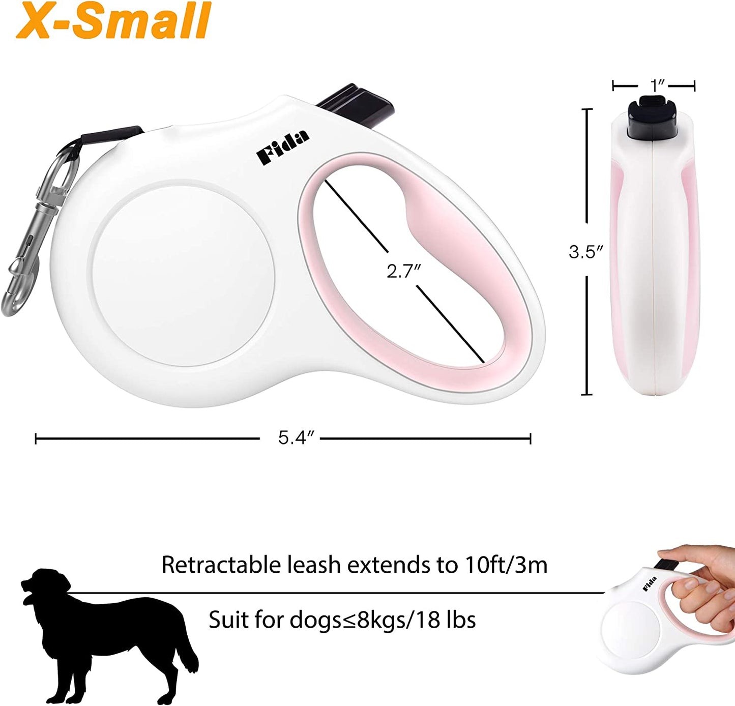 Retractable Dog Leash with Dispenser and Poop Bags, 10 Ft Pet Walking Leash for X-Small Dog 