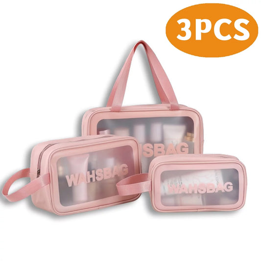 Pink Transparent Travel Toiletry and Cosmetic Bag – Organizer and Accessories