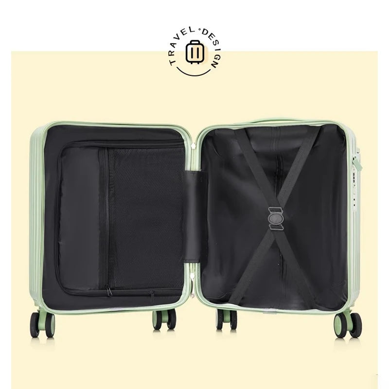 Compact Carry-On Suitcase with Wide Handle, USB & Cup Holder (18/20 Inch)