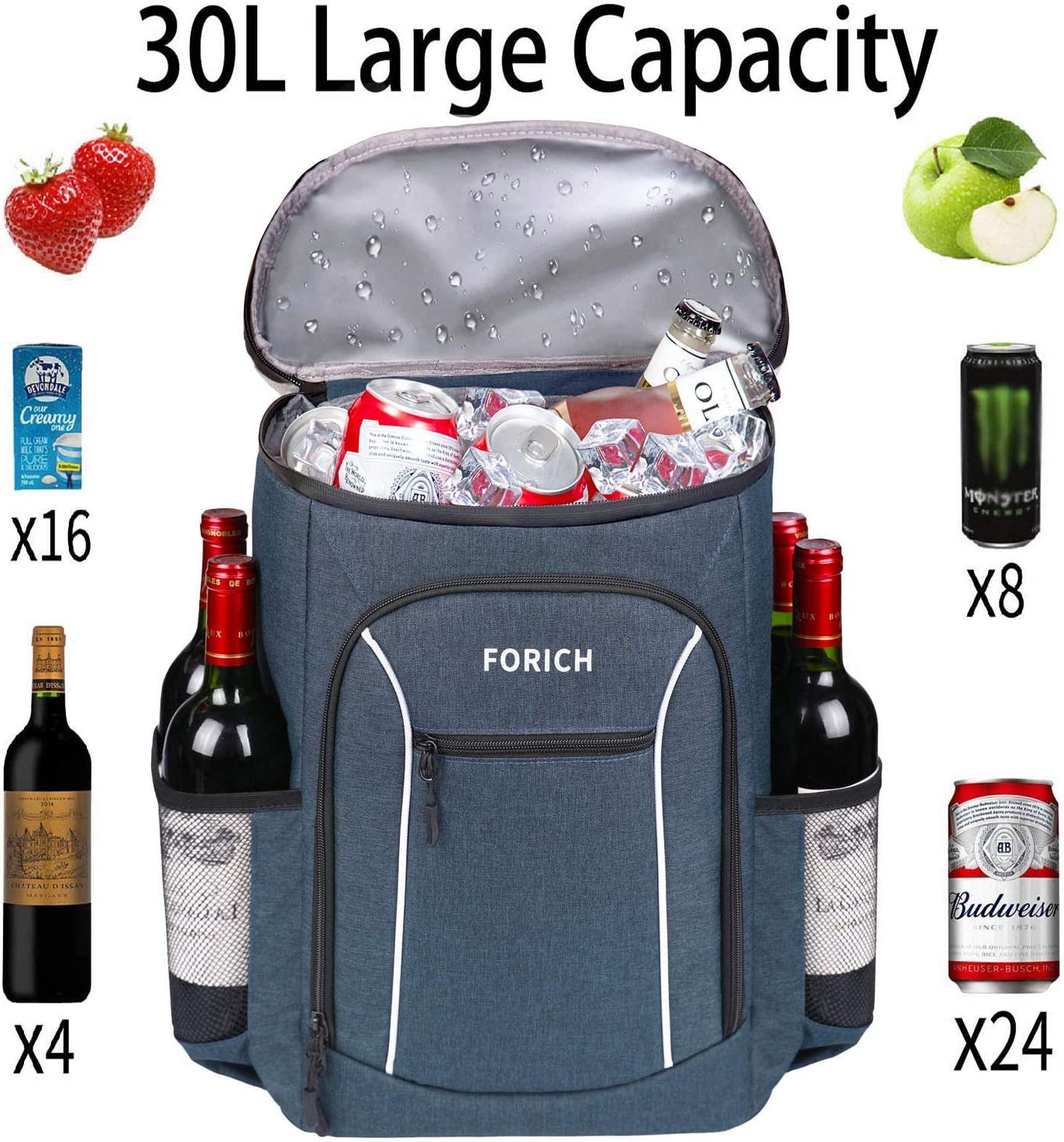 Insulated Cooler Backpack Lightweight Soft Cooler Bag Leakproof 