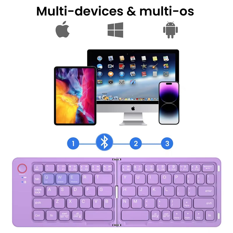 Portable Foldable Bluetooth Keyboard for iOS, Android, and Windows Devices