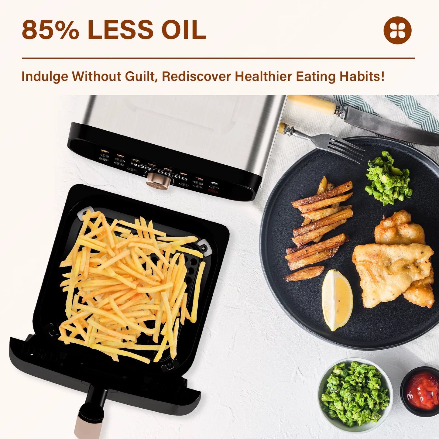 ® Air Fryer - 6.2QT Air Fryer Oven, 12-In-1 Stainless Steel Air Fryer with LED Smart Touchscreen