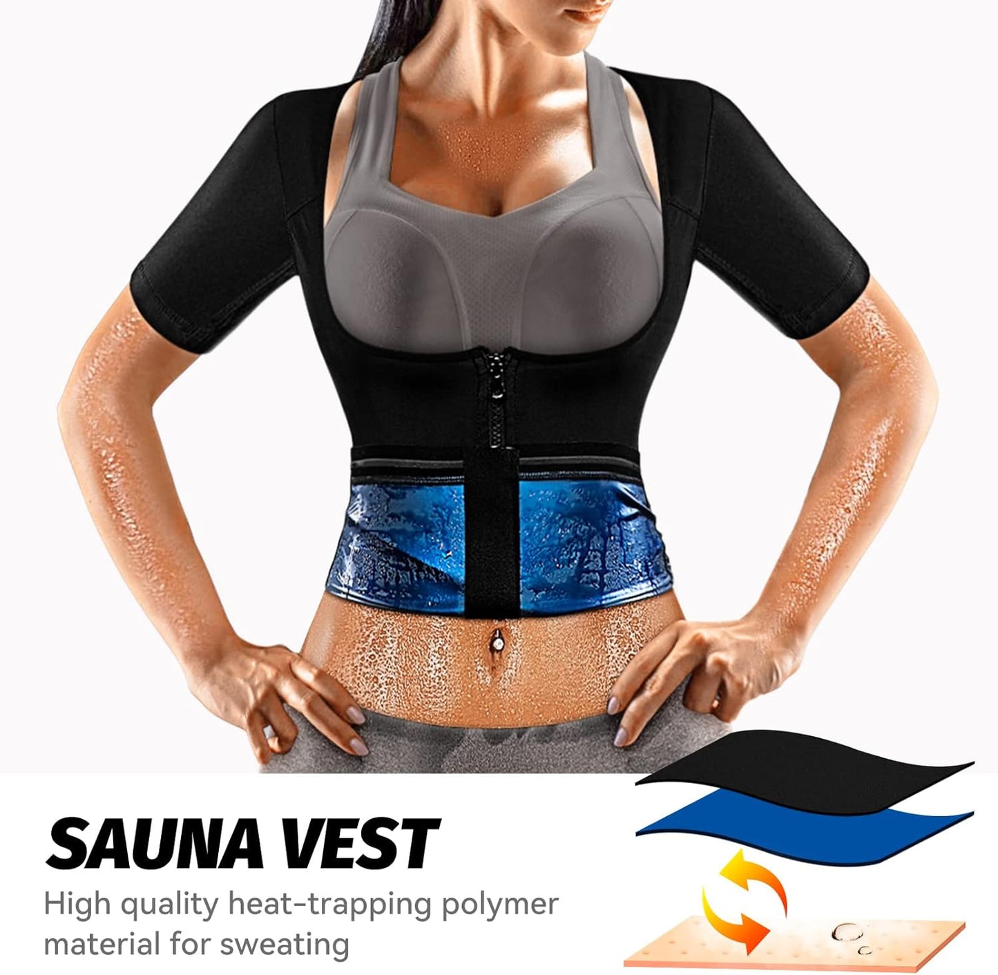 Sauna Vest for Women- Sweat Waist Trainer, Zipper