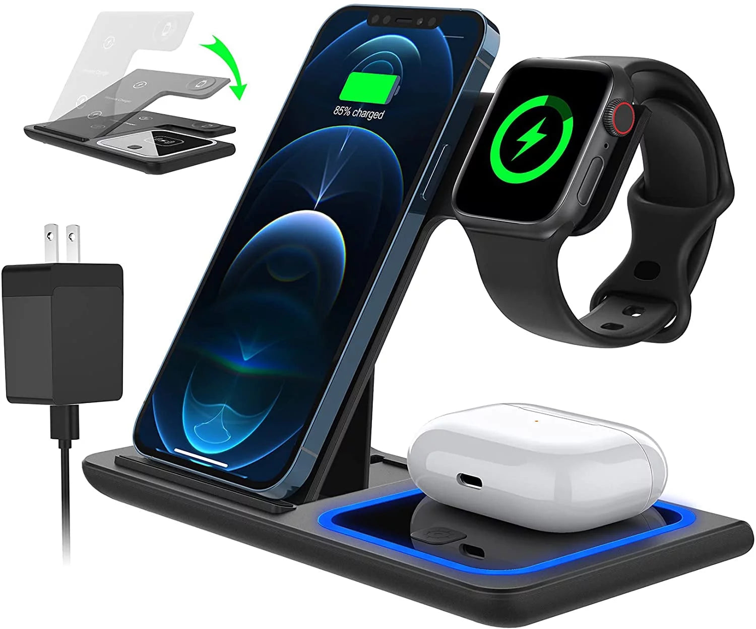 3 in 1 Wireless Charger, 18W Fast Charging Station for Iphone 15/14/13/12 /11/Pro Max/12 Pro 