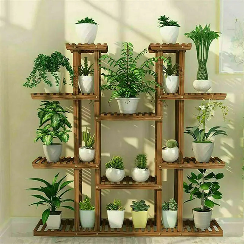 UNHO Multi-Tier Plant Stand, 46In Height Wood 