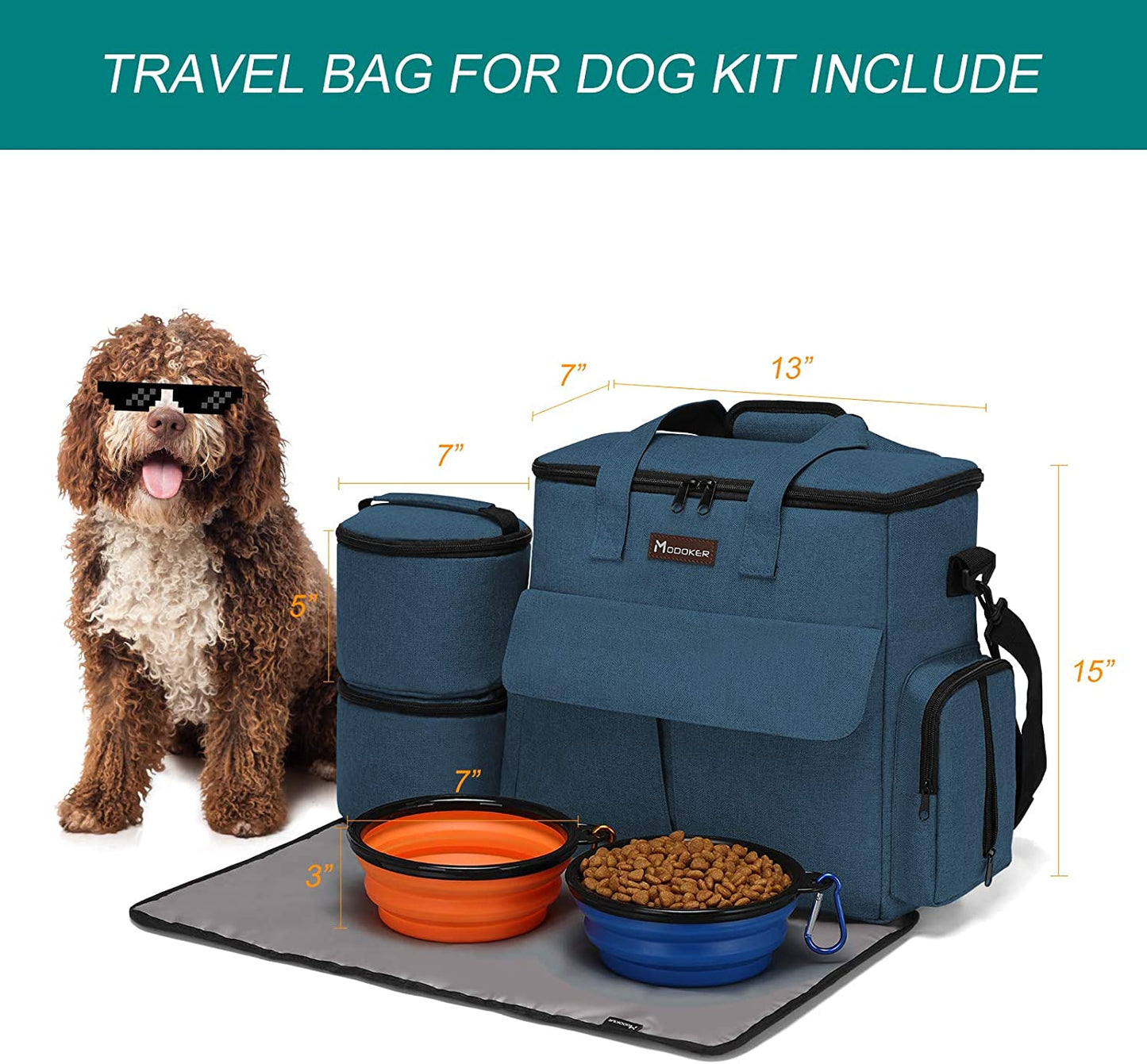 Dog Travel Bag, Weekend Pet Travel Set for Dog and Cat, Airline Approved Tote Organizer 