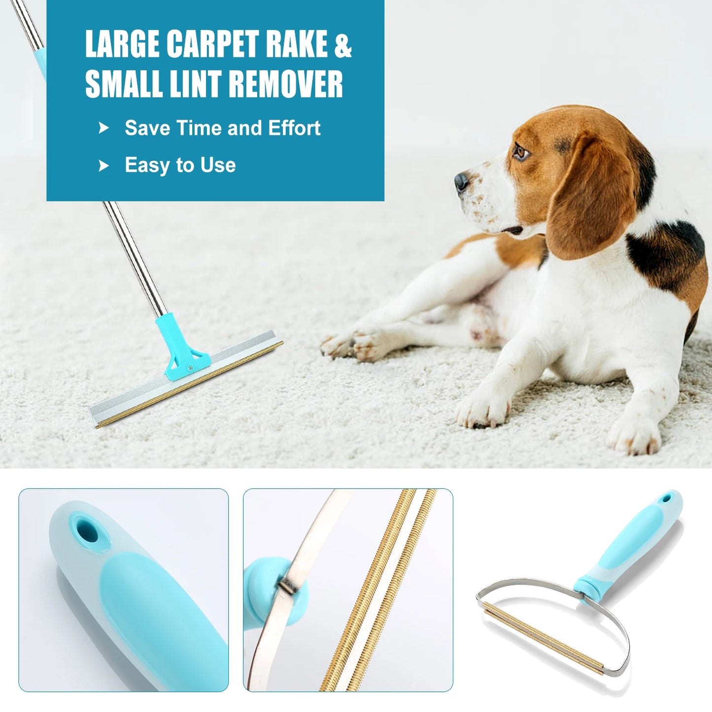 Pet Hair Remover Set Carpet Rake