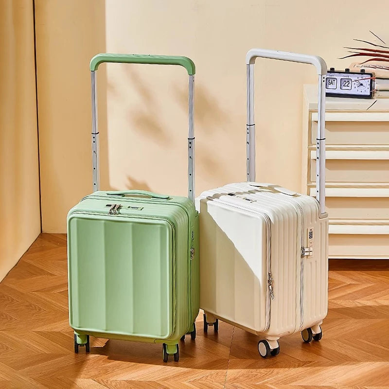 Compact Carry-On Suitcase with Wide Handle, USB & Cup Holder (18/20 Inch)