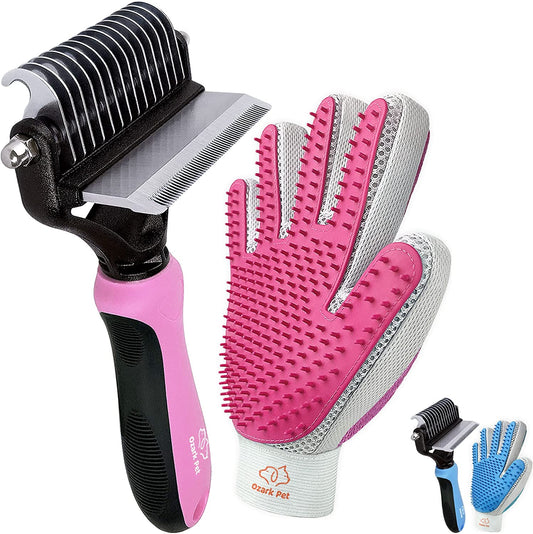 Pet Grooming Set for Dogs and Cats -Deshedding, Dematting Tool & Shedding Brush Glove 